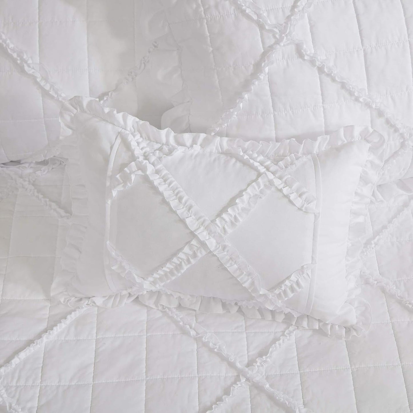 Tufted Cotton Quilted Diamond Ruffle Daybed Cover Set - Rosie White