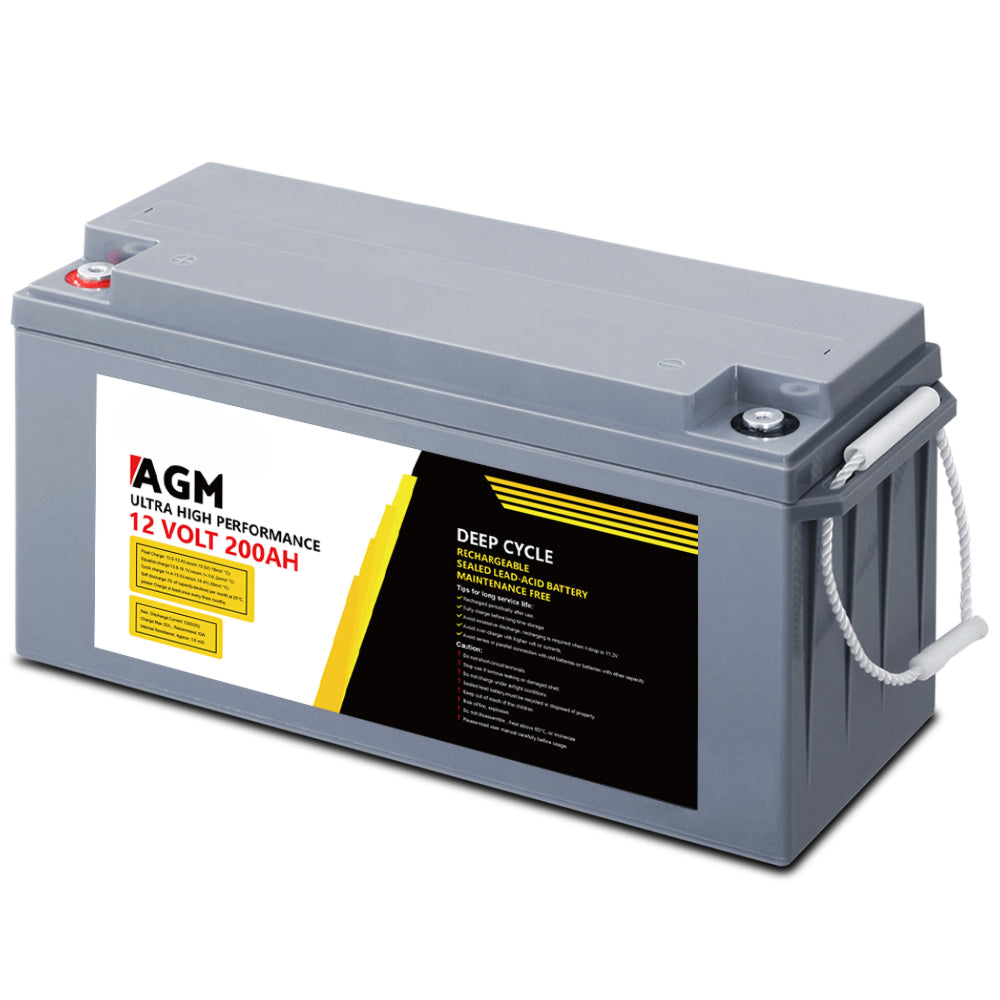 Solar Powered Marine Battery Battery Caravan Box AGM 200Ah - 12V