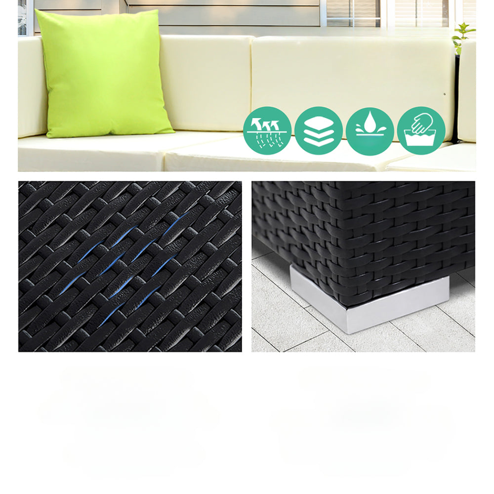 Sofa Set with Storage Cover Outdoor Furniture Wicker - Set of 8