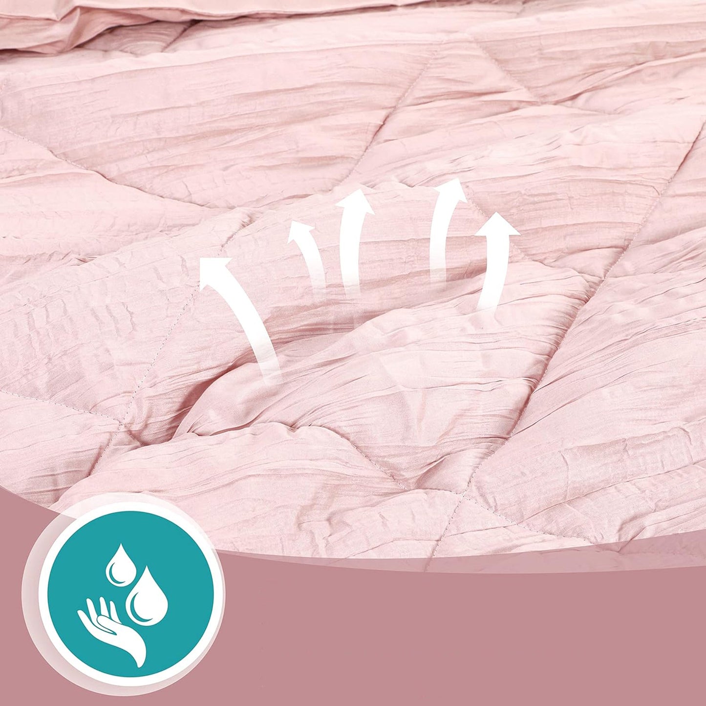 Warm and Cooling Crinkled Comforter Bedding Set - Blush