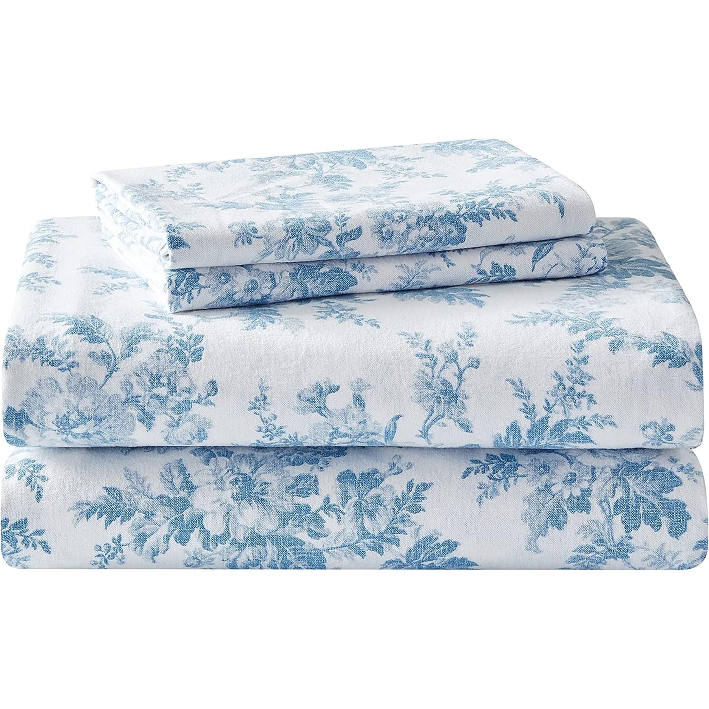 Soft Brushed Cotton Flannel Bedding Sheet Set - Vanessa Blue