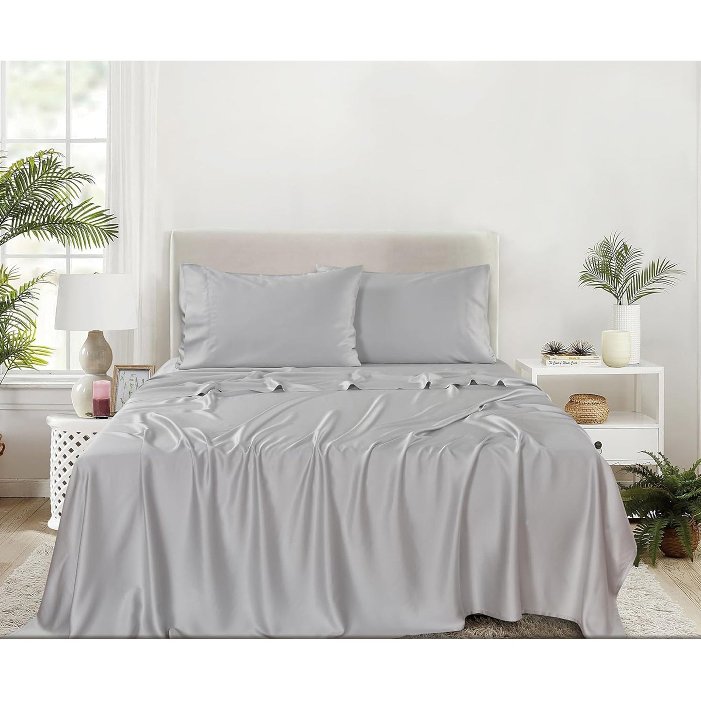 2 Pack Cooling Breathable Pillowcase with Envelope Closure - Silver