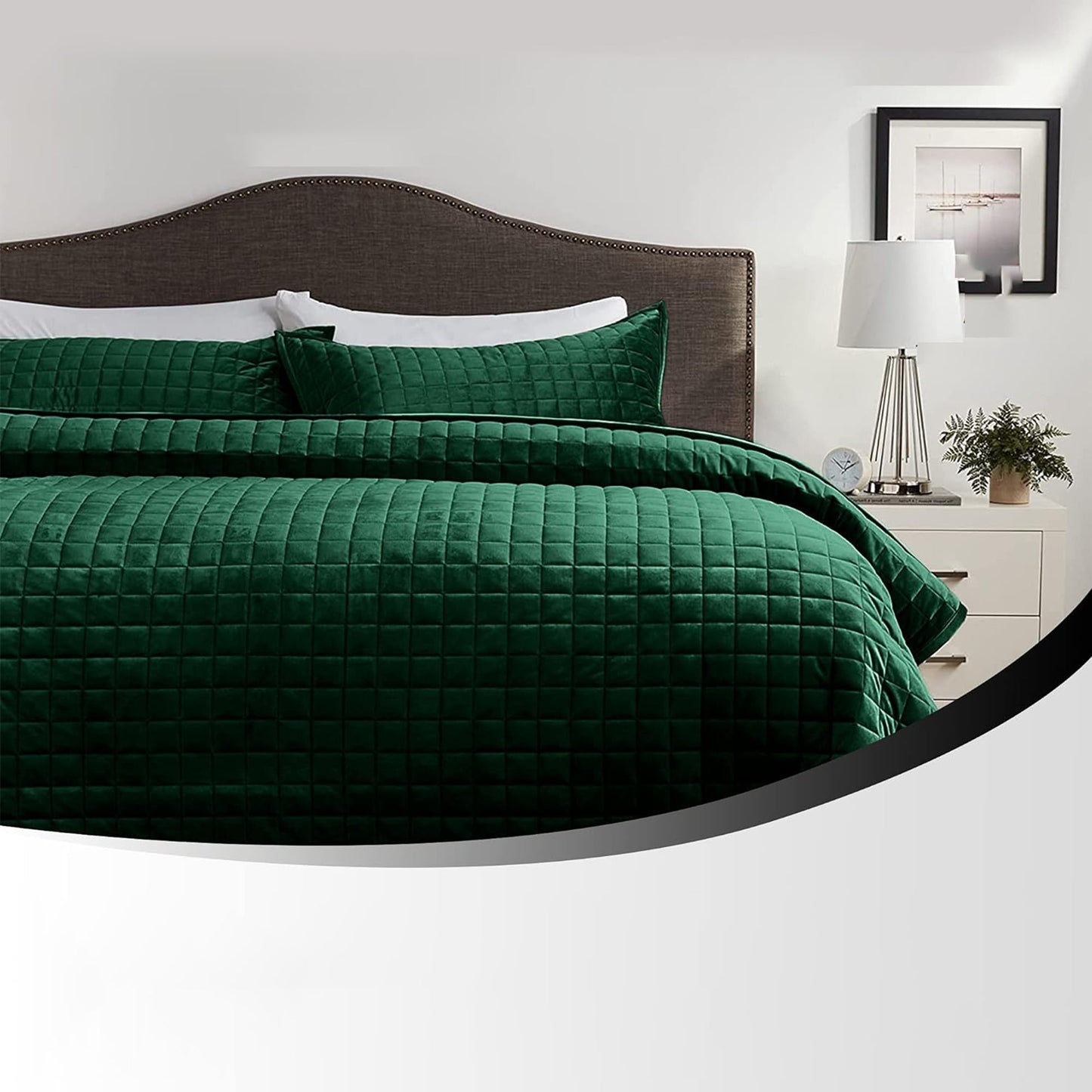 260GSM Super Soft Velvet Box Stitch Bedding Quilt Cover Set - Emerald Green