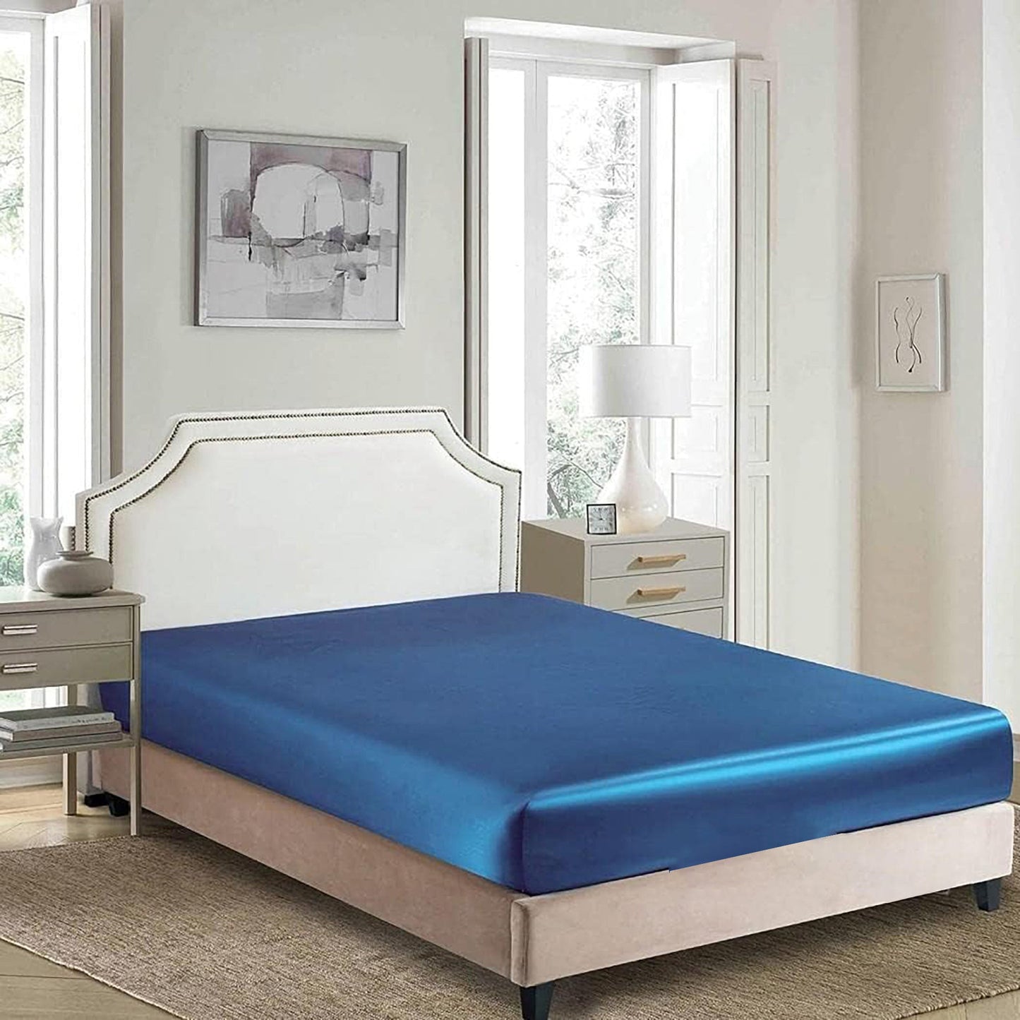 2000 TC Wrinkle and Fade Resistant Satin Fitted Bed Sheet - Ocean