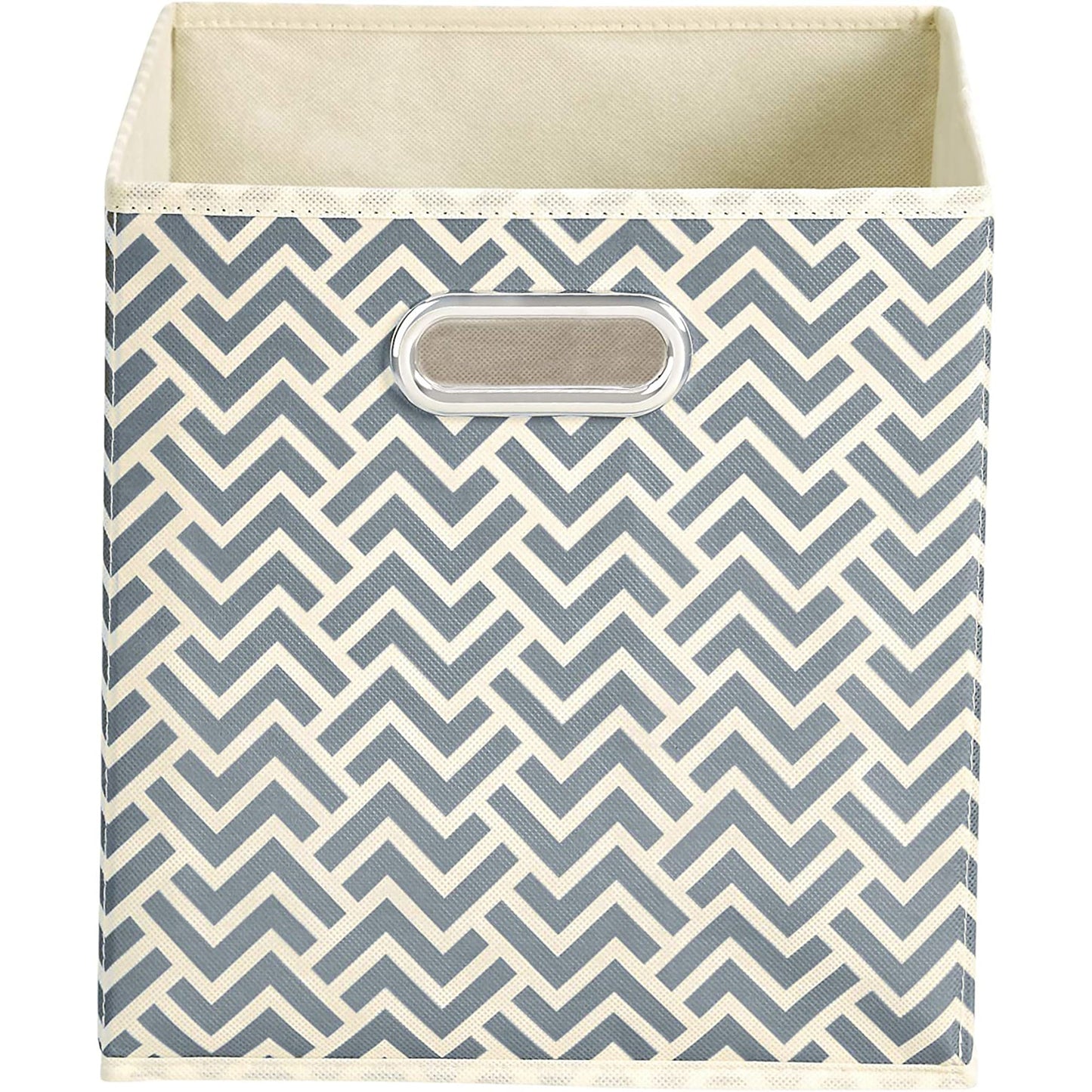 Collapsible Fabric Storage Cubes with Oval Grommets 6-Pack - Chevron Grey