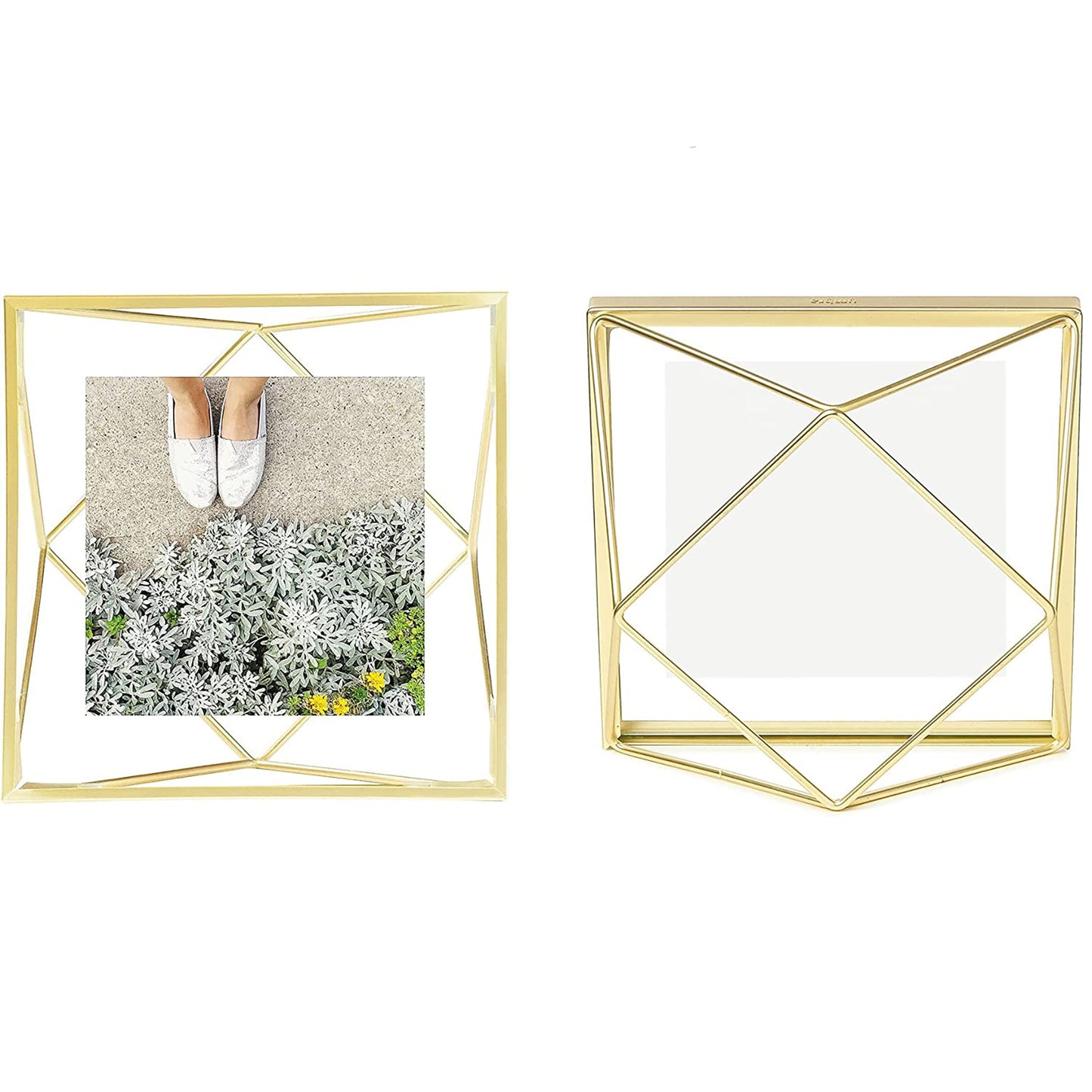 Geometric Prisma Picture Frame Photo Display for Desk Wall  4x4 Inch- Silver