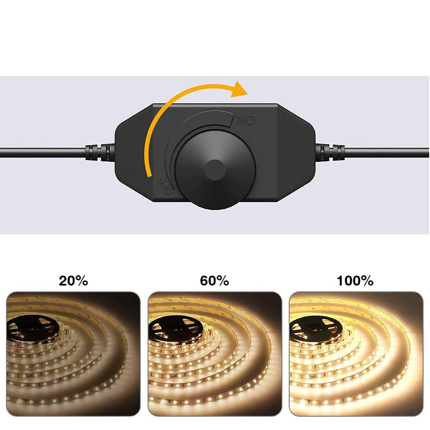 Flexible 3000K Dimmable Bright LED Tape Strip Lights 5 Meters - Warm White