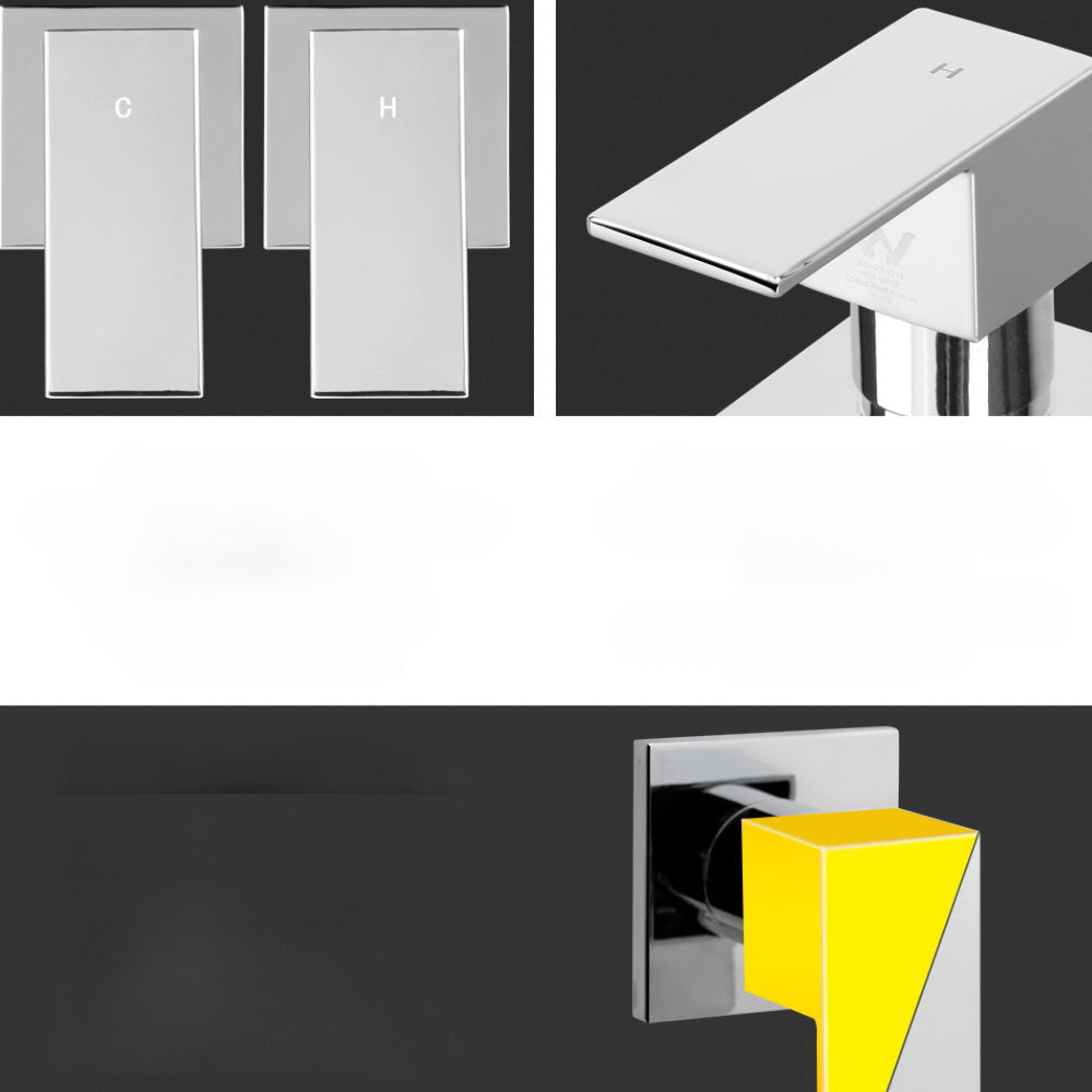 Bathroom Taps Faucet Rain Shower Head Set Hot And Cold Diverter DIY Chrome
