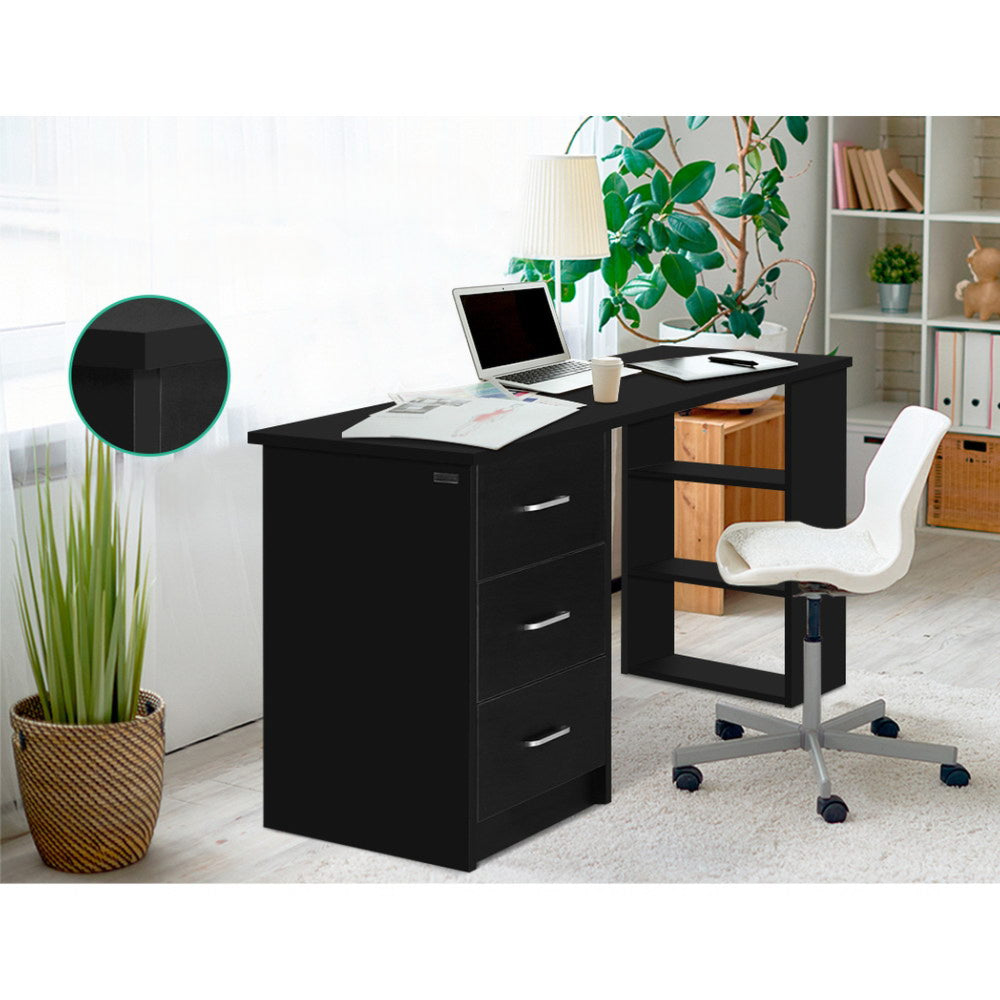 Office Computer Desk Student Study Table Workstation 3 Drawers 120cm Black
