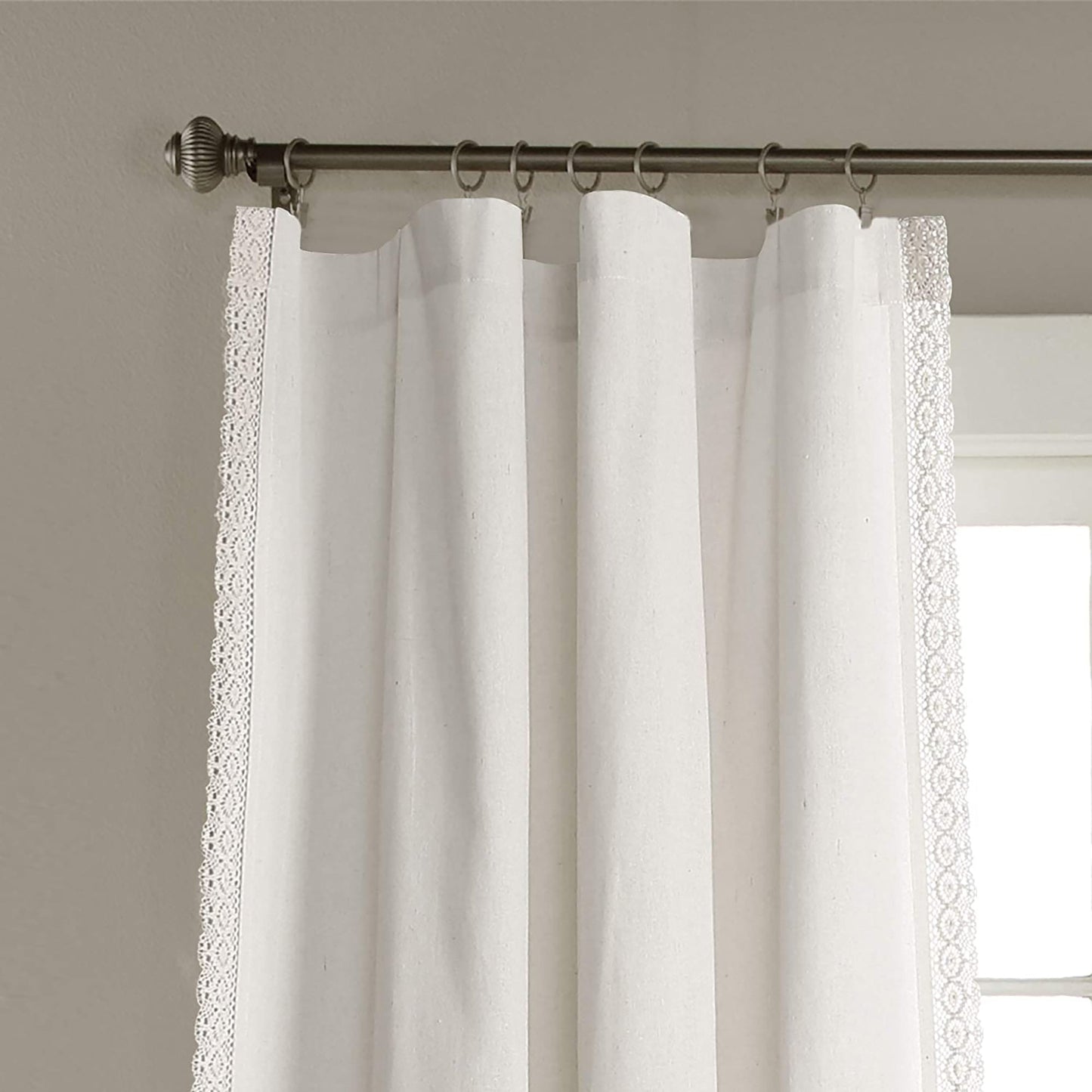 Rustic Farmhouse Style Window Curtain Panel Set 54 x 84 Inch - White