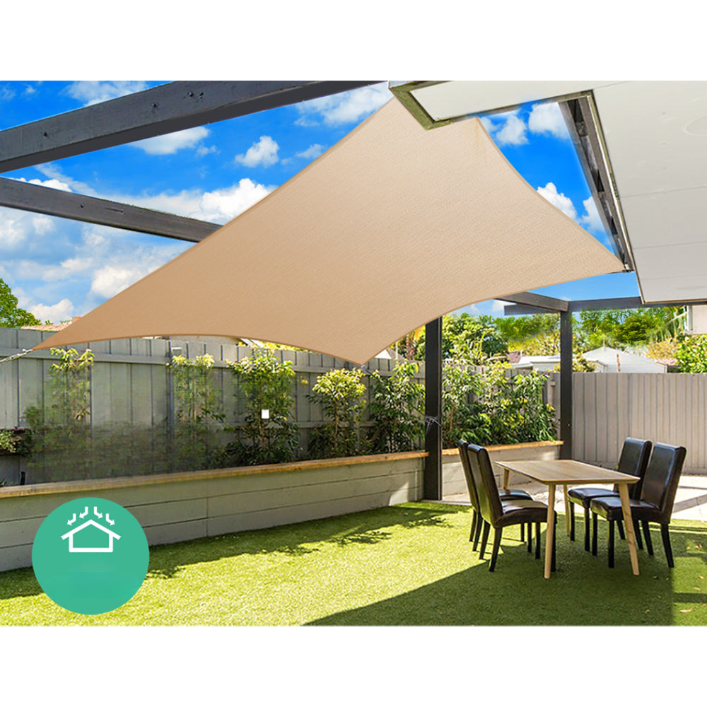 Home Waterproof Rectangle Shade Sail Cloth Sand Beige - 2x4m