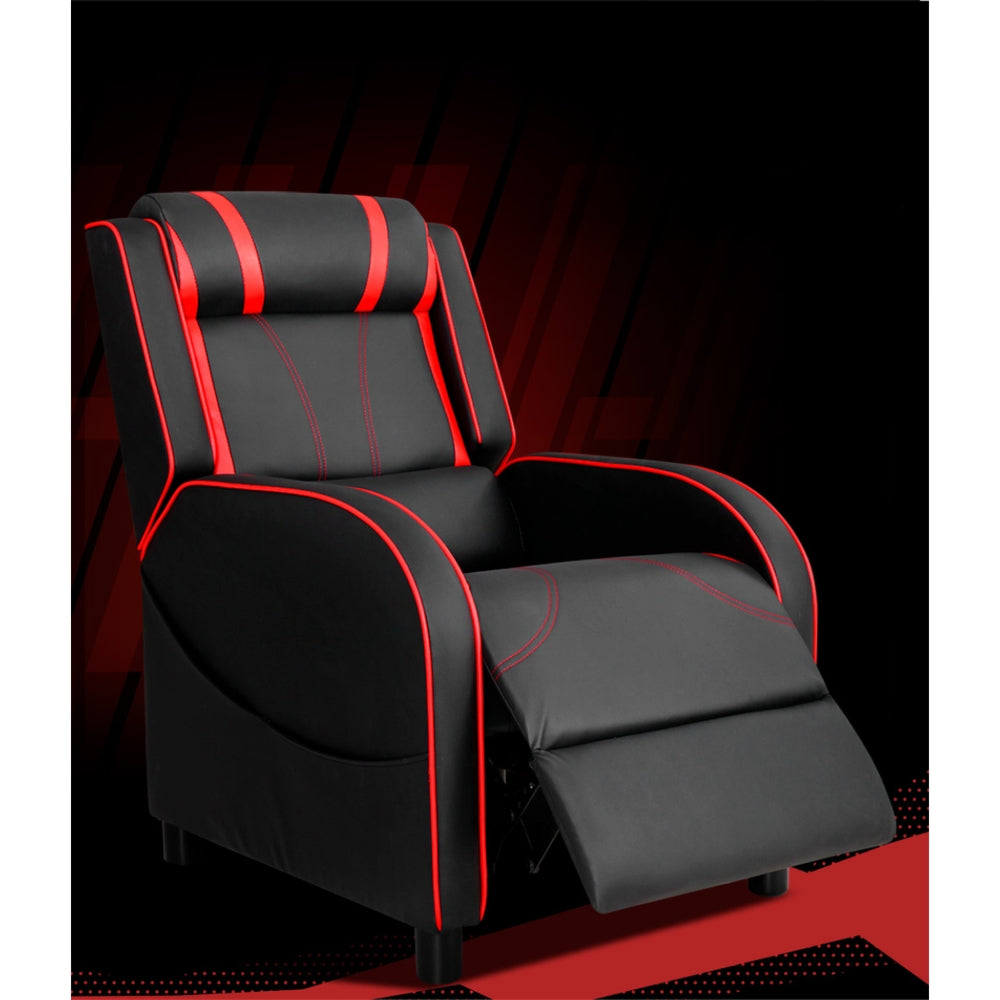 Recliner Chair Gaming Racing Armchair Lounge Sofa Chairs Leather Black