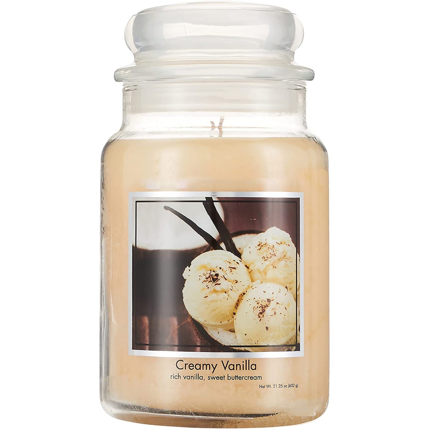 Creamy Vanilla Large Glass Apothecary Jar Scented Candle - Ivory