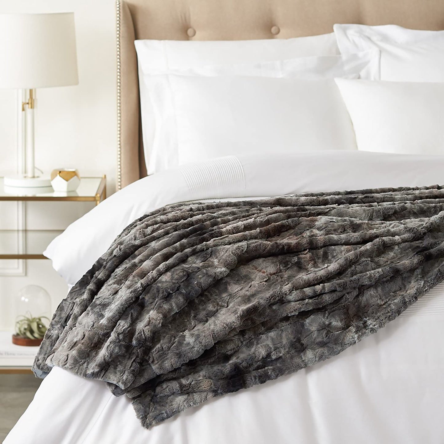 Decorative Faux Fur Throw Blanket 50x60 Inches - Frost gray