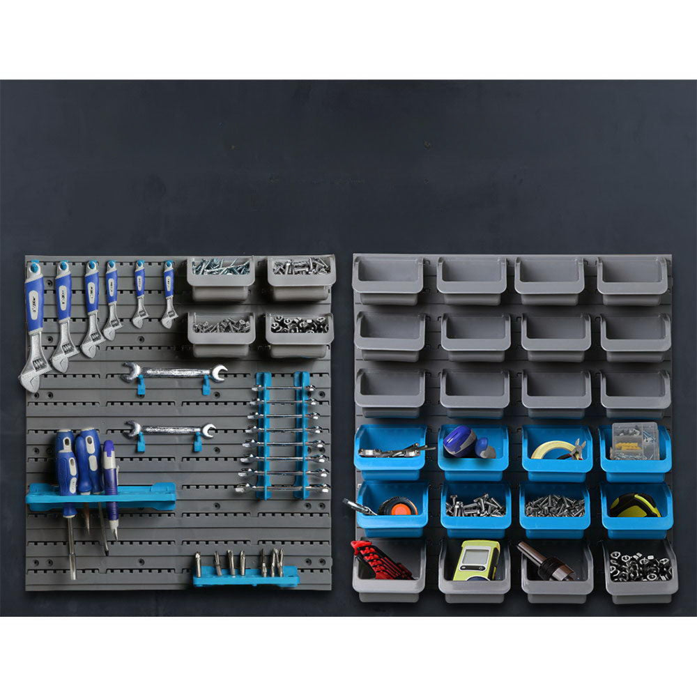 Wall Mounted Storage Bin Rack Tool Garage Organiser - 88pcs