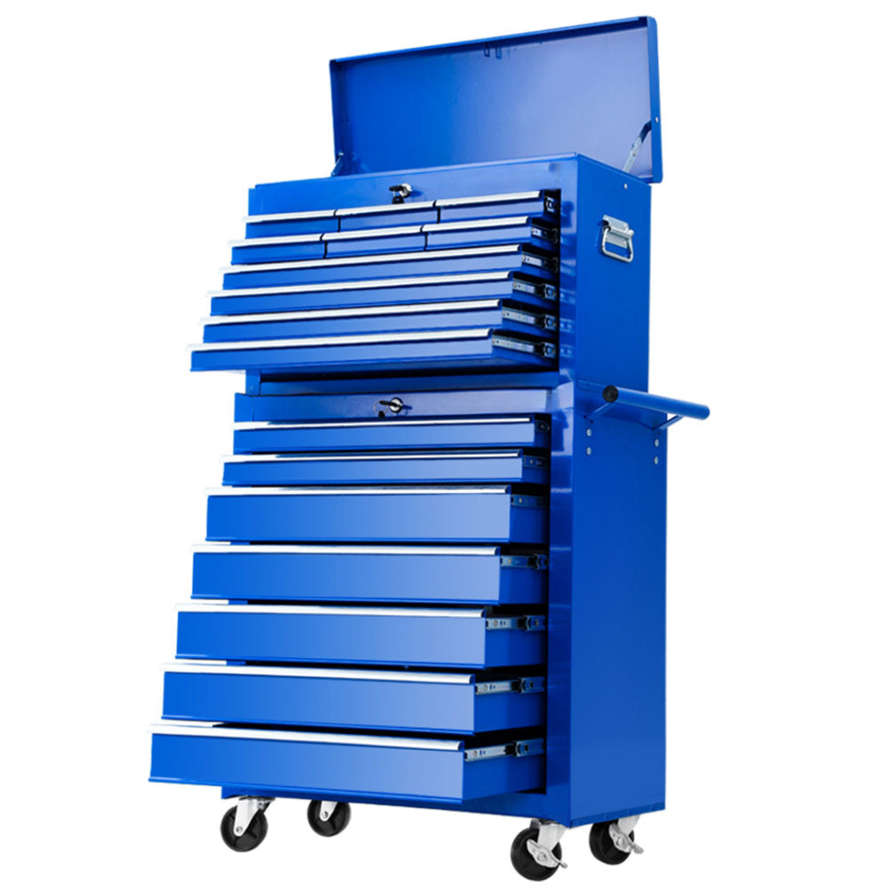 Garage Mechanic Trolley Chest Cabinet Toolbox 17 Drawers - Blue