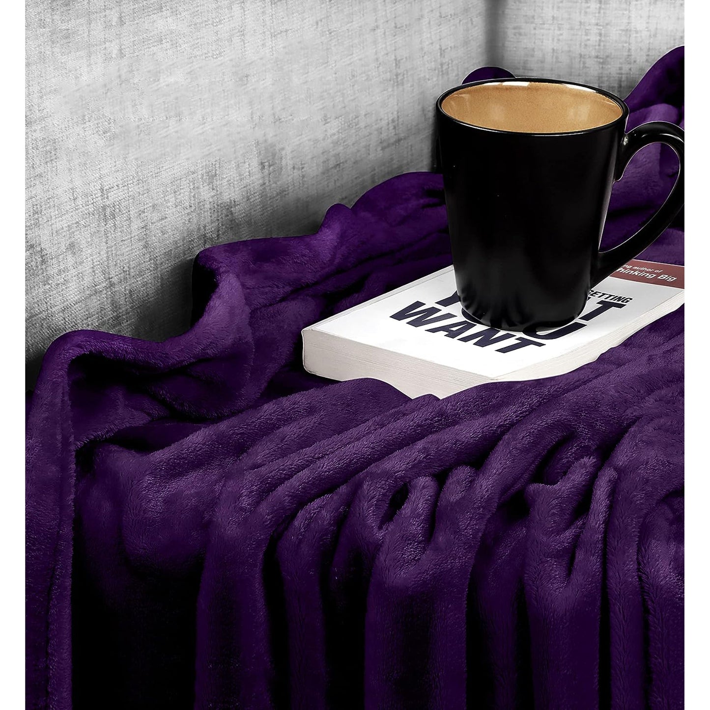 300GSM Microfibre Anti-Static Fuzzy Soft Fleece Blanket - Purple