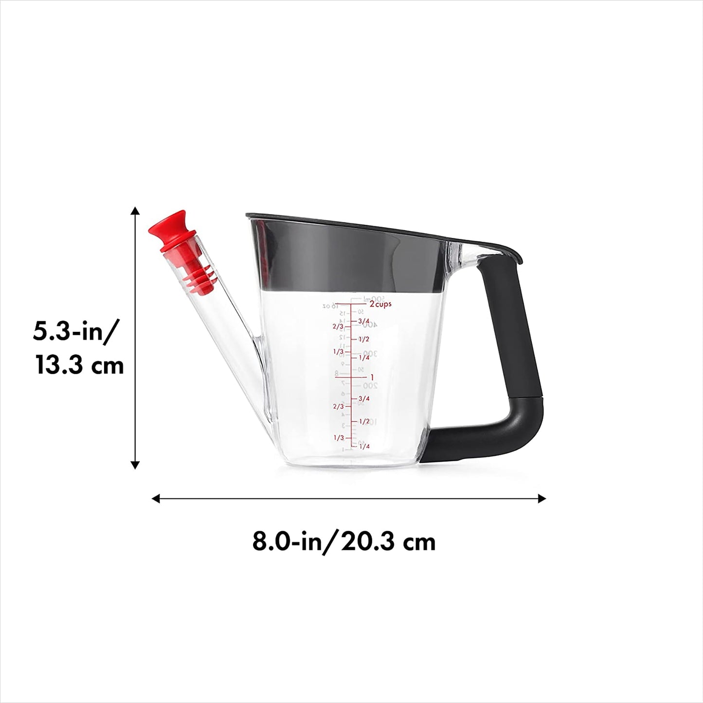 Fat Separator with Strainer 2 Cups or 500 ml Capacity - Black