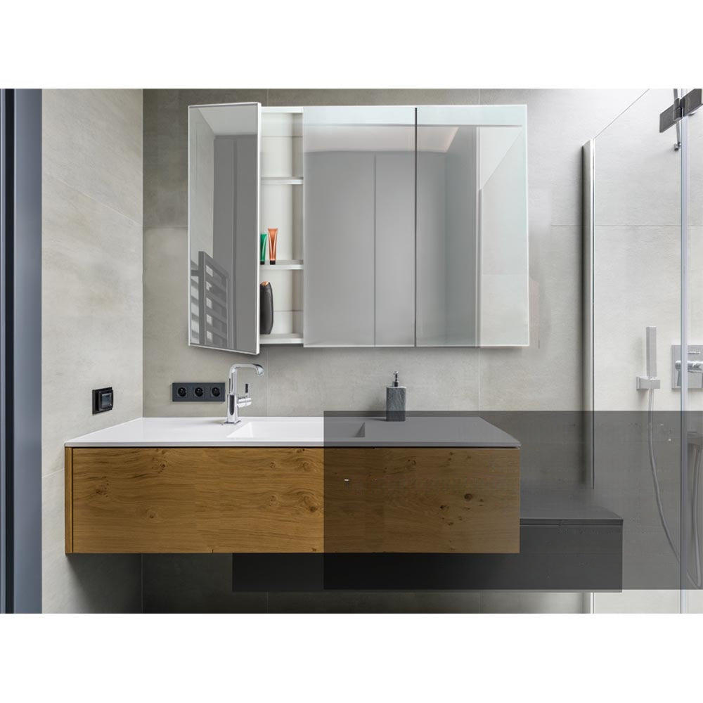 Bathroom Vanity Mirror with Storage Cabinet - White