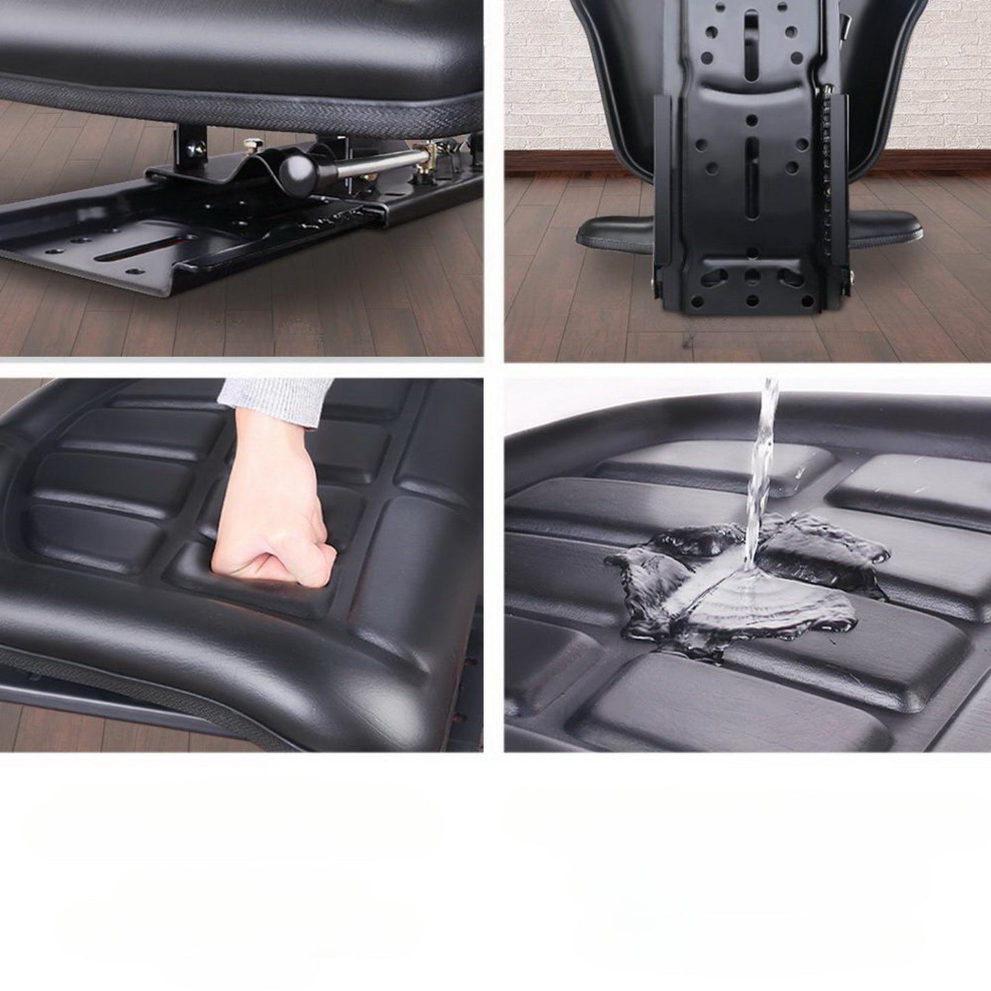 Truck Vehicle Car PU Leather Adjustable Tractor Seat - Black
