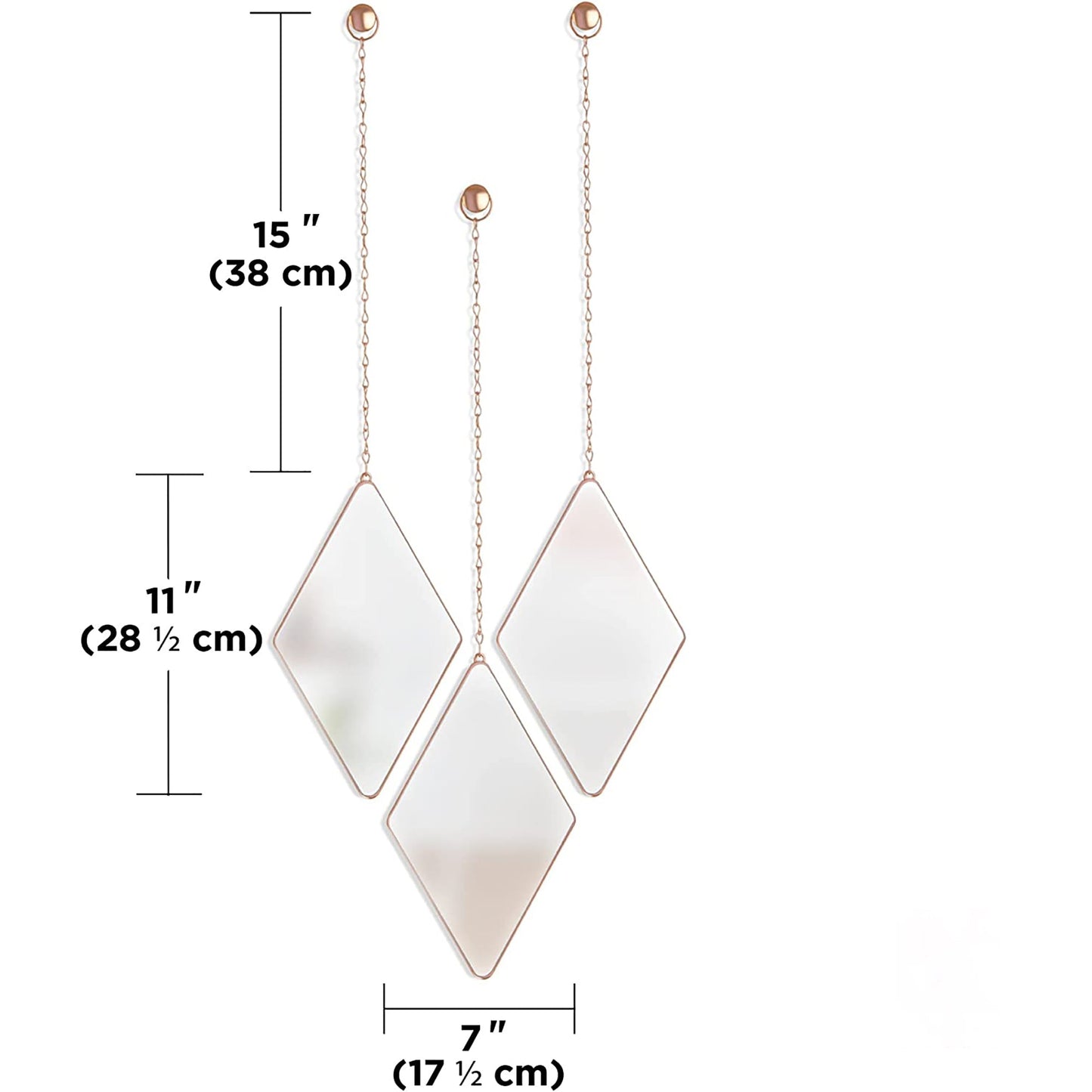 Apartment Decor Trio Wall Art Copper Decorative Wall Mirrors - Set of 3