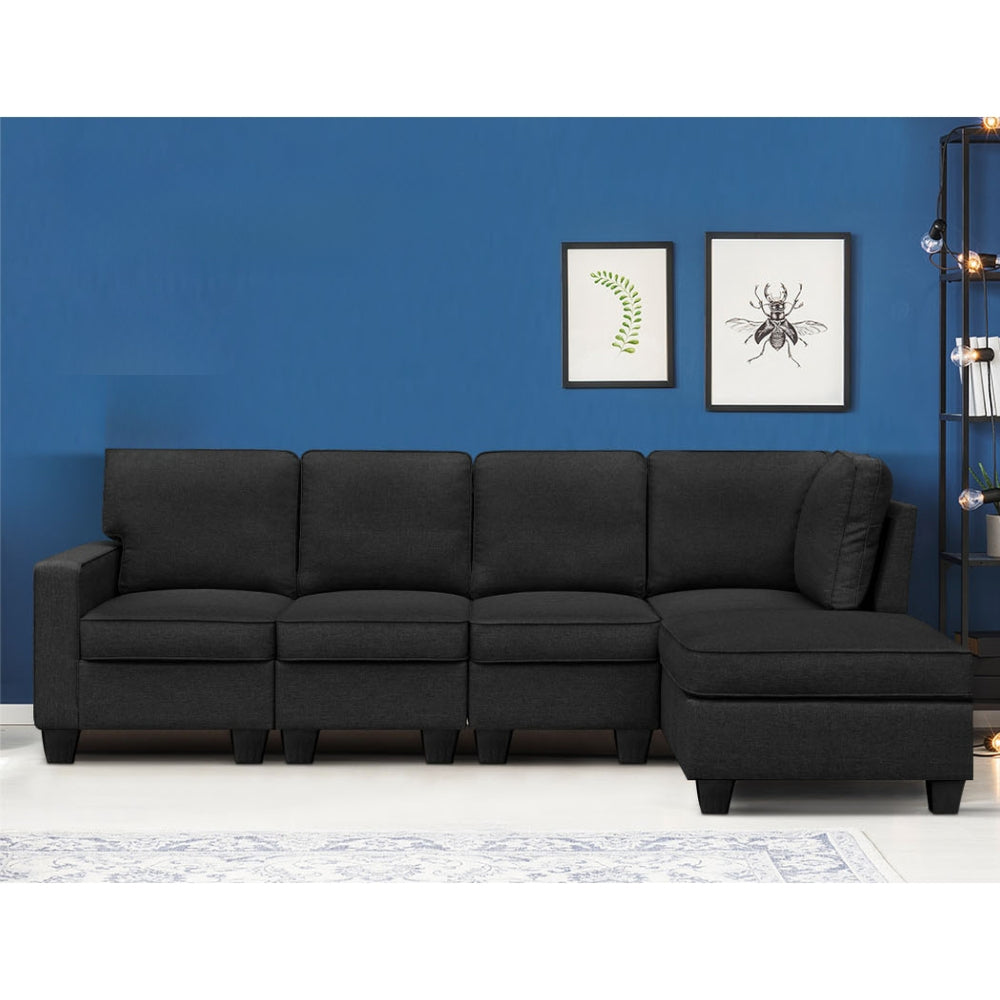 Sofa Lounge Set 5 Seater Modular Chaise Chair Suite Couch Dark Grey