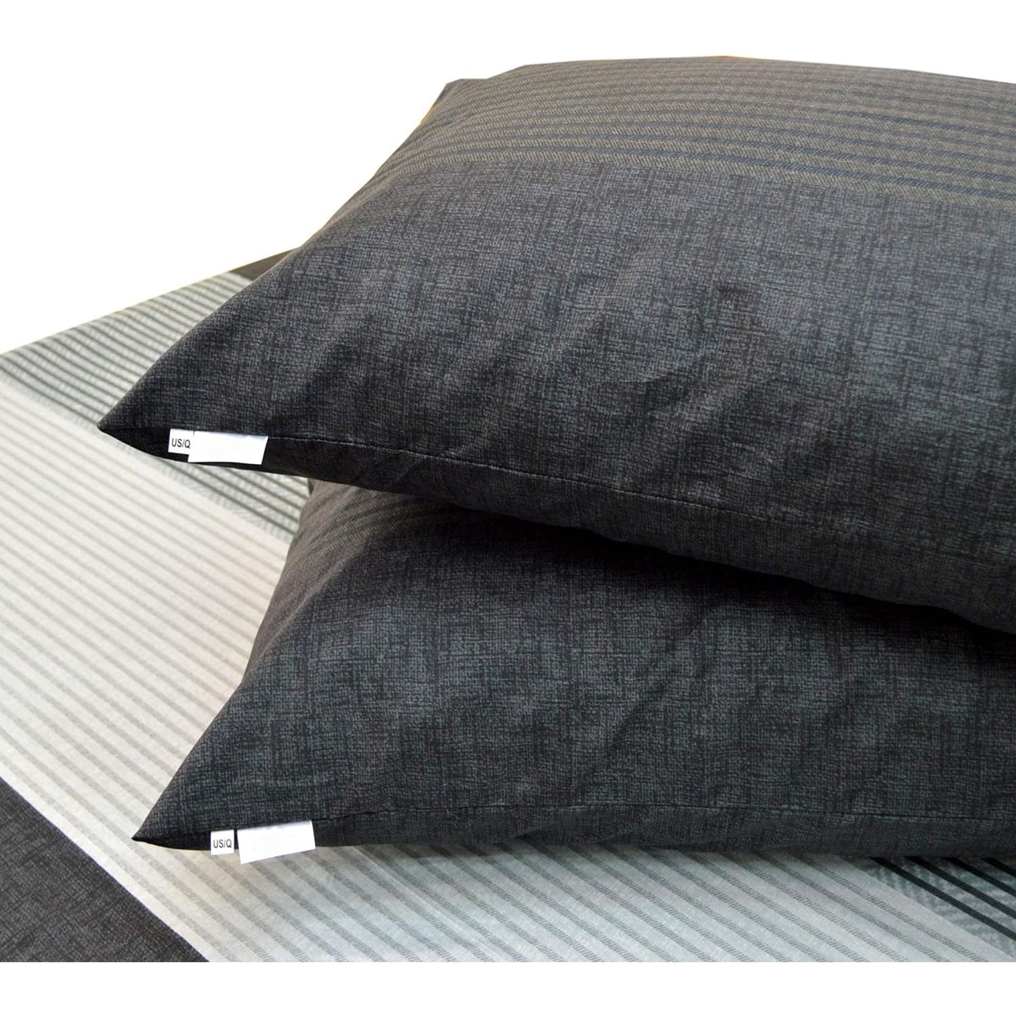 Soft and Lightweight Microfibre Deep Bed Sheet Set - Grey Black