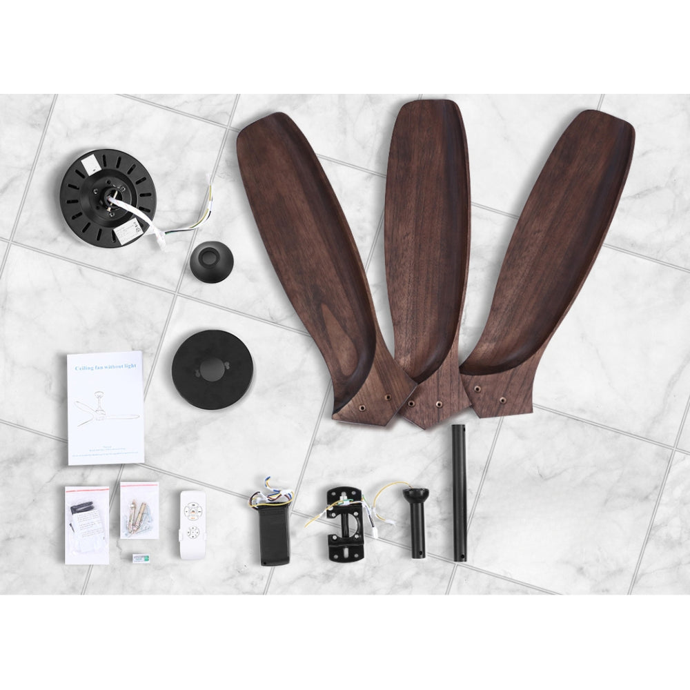 52'' Ceiling Fan With Remote Control Fans 3 Wooden Blades Timer 1300mm