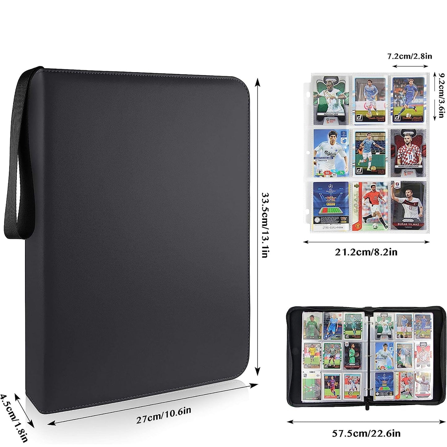 9-Pocket Pages Sleeves Card Binder Protector for PKMN Trading Cards 900 Pockets Card - Black