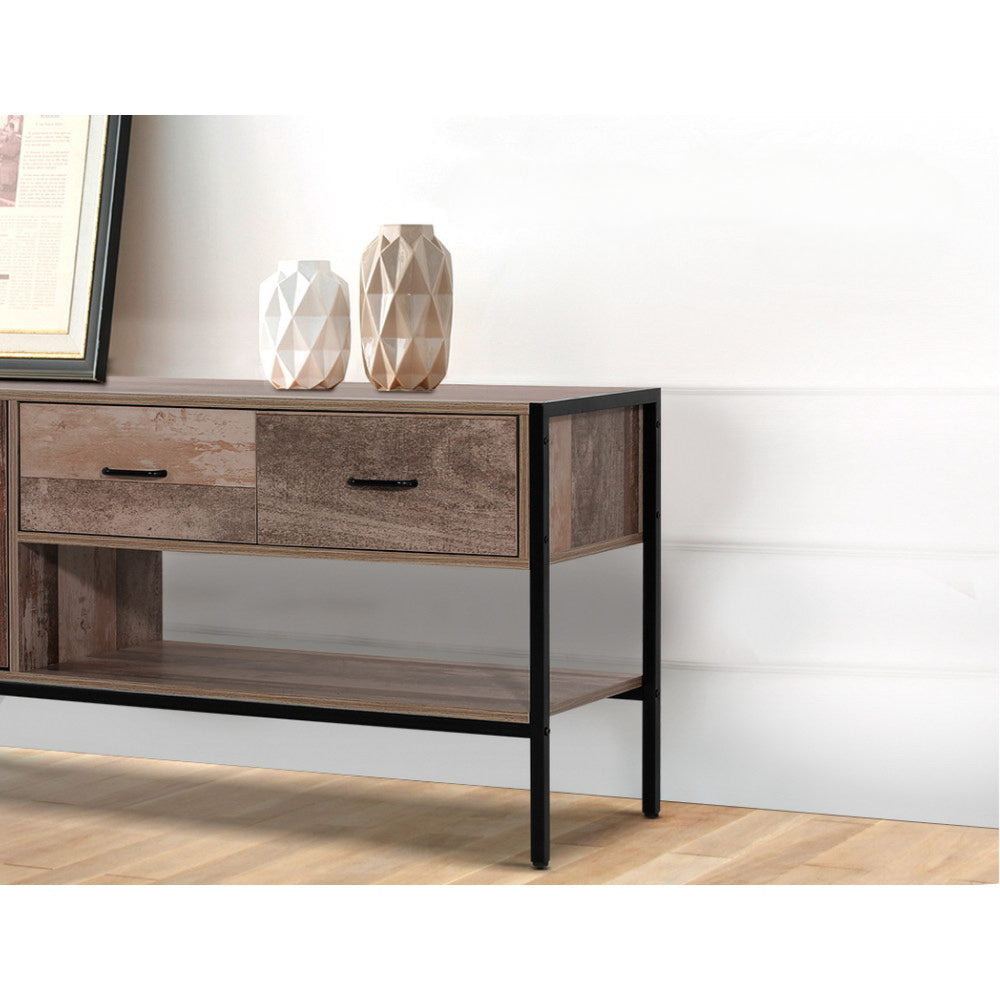 TV Stand Entertainment Unit Storage Cabinet Industrial Rustic Wooden 120cm