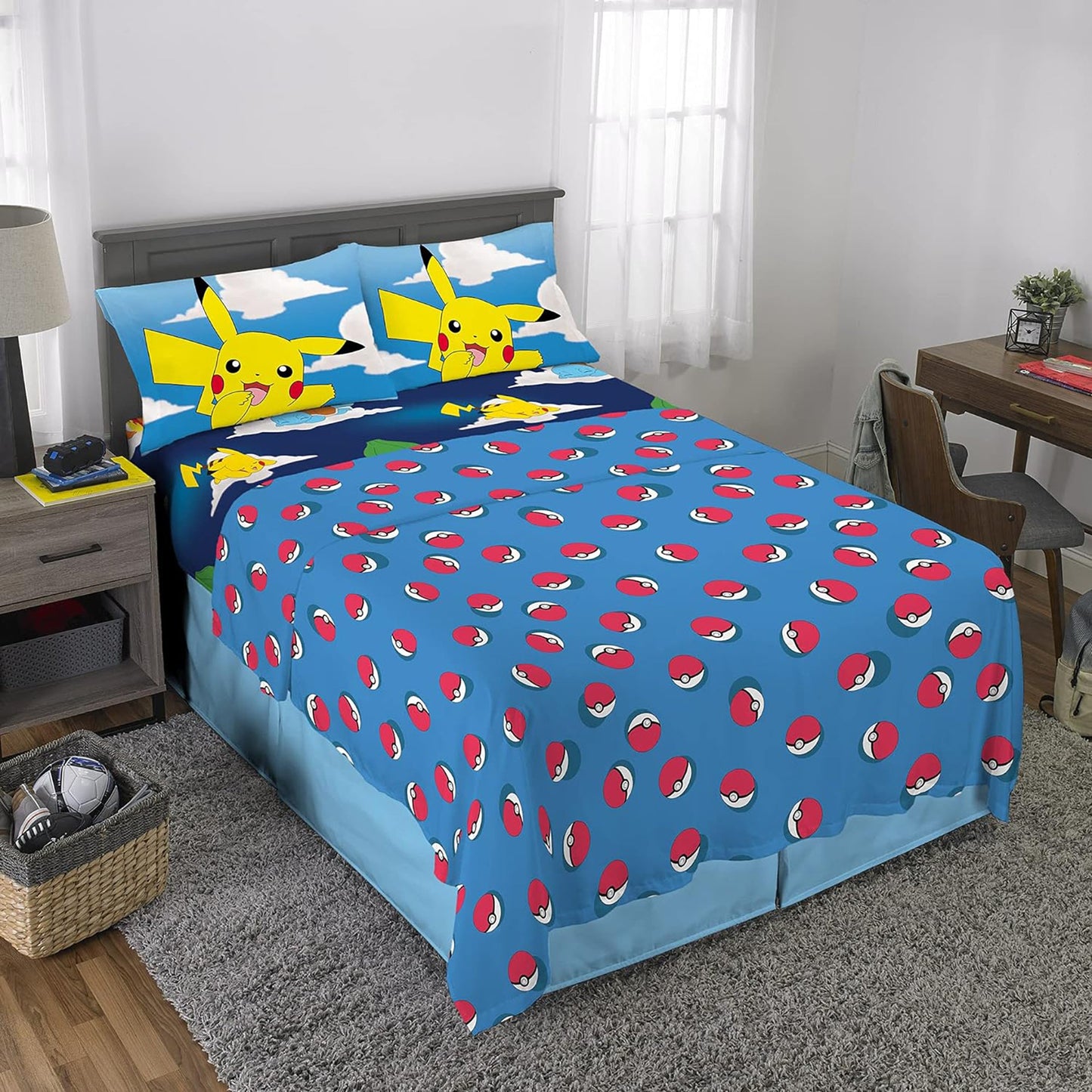 Kids Bedding Super Soft Microfibre Bed Sheet Set - Multicolour Pokemon