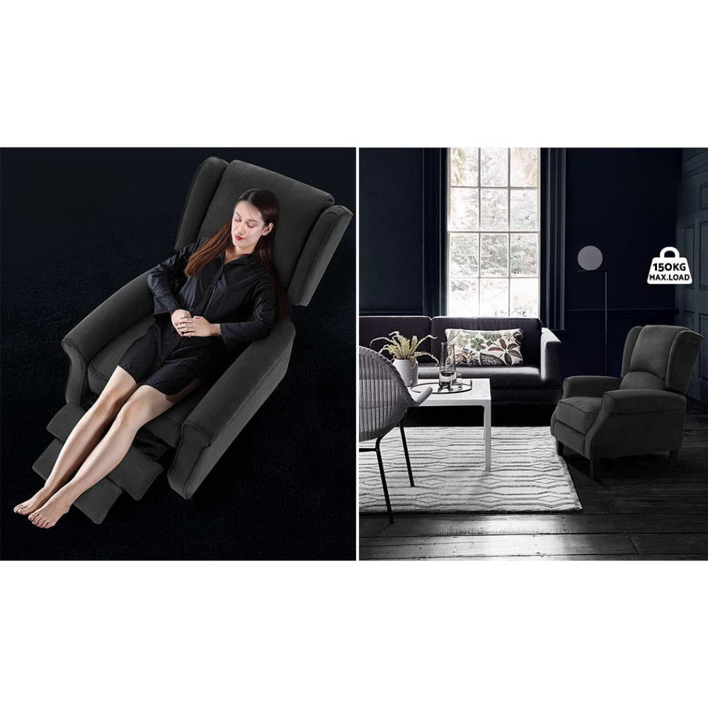 Recliner Chair Adjustable Sofa Lounge Soft Suede Armchair Couch Charcoal