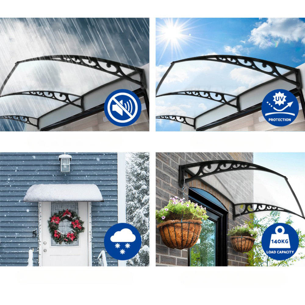 Patio DIY Window Door Awning Canopy UV Shield White - 1x6m
