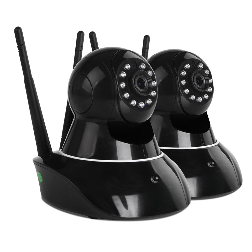 Set of 2 1080P Wireless IP Cameras - Black
