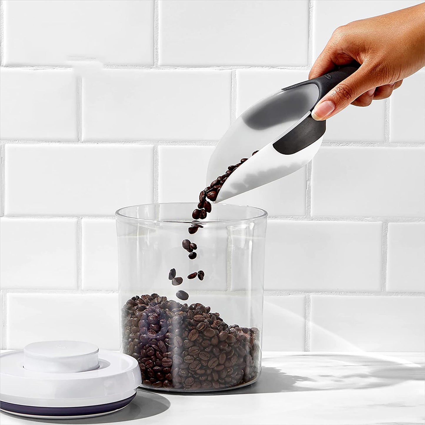 Flexible Versatile Kitchen Scoop with Soft Handle - White