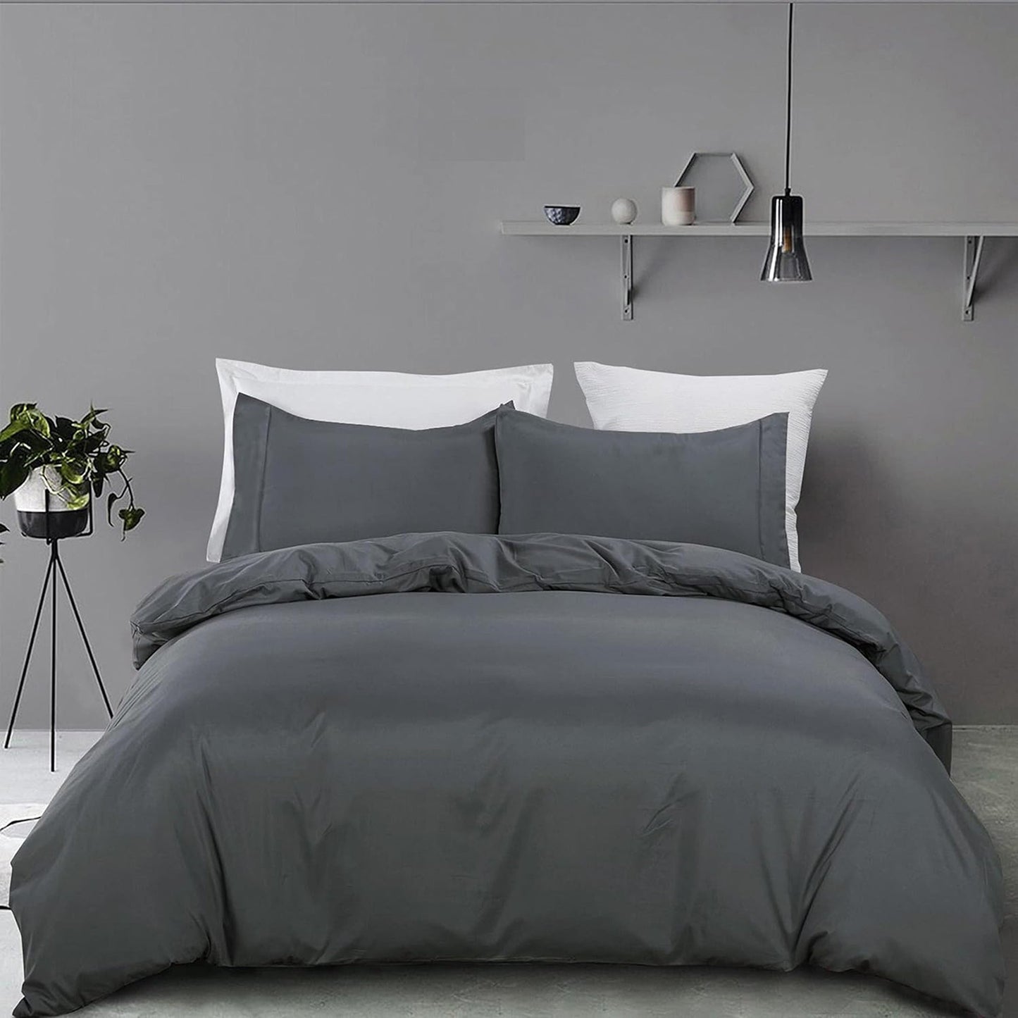 2000 TC Premium Microfibre Doona Cover Ultra Soft Quilt Cover Set - Dark Grey