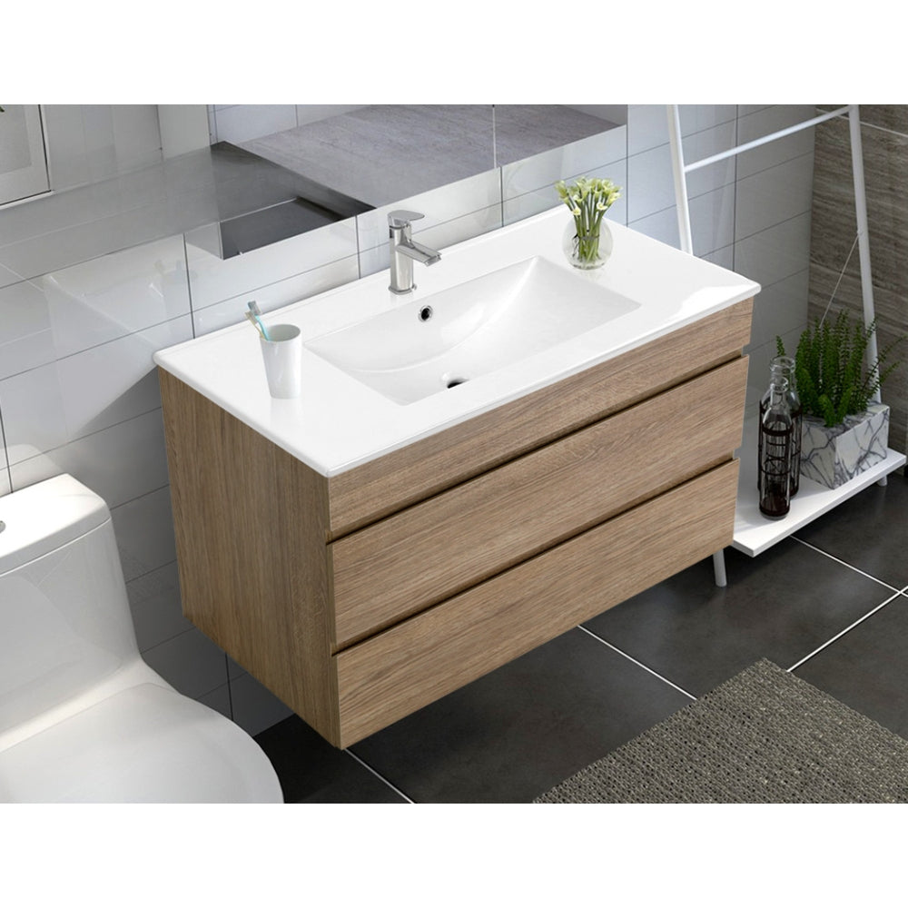 900mm Bathroom Vanity Cabinet Wash Basin Unit Sink Storage Wall Mounted Oak White