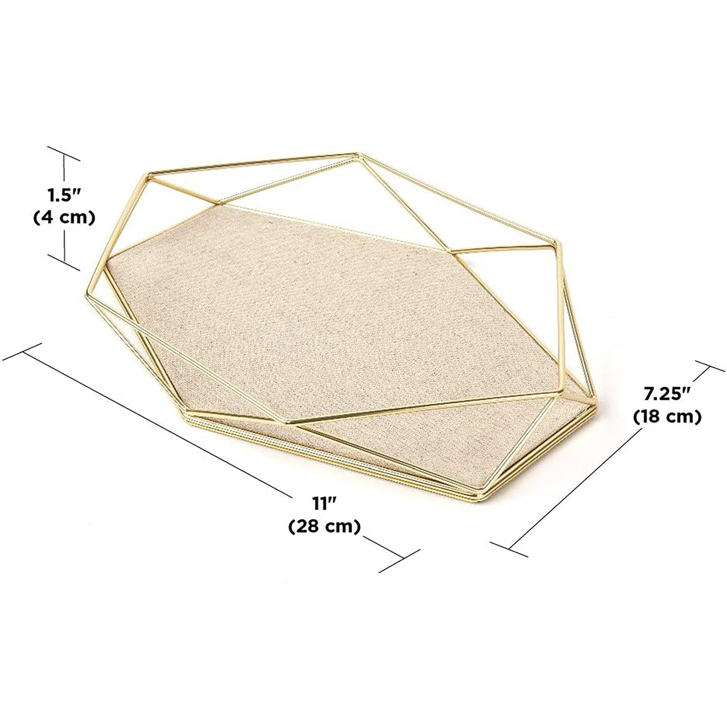 Stylish Geometric Shaped Metal Jewelry Tray - Matte Brass