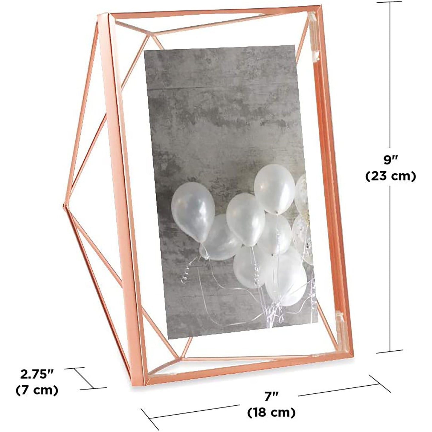 Geometric Prisma Picture Frame Photo Display for Desk Wall  5x7 Inch - Copper