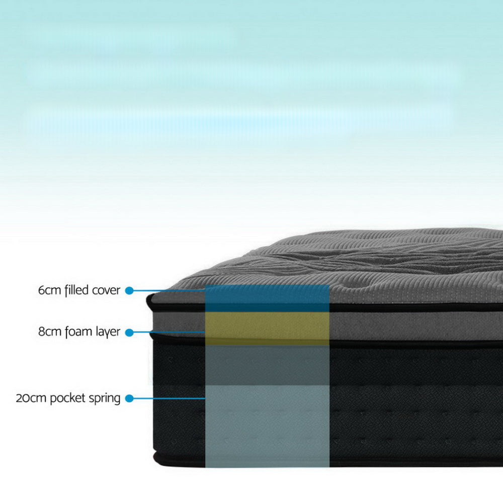 Bedding Euro Top Pocket Spring Mattress Thick - Single/Double/Queen/King/King Single