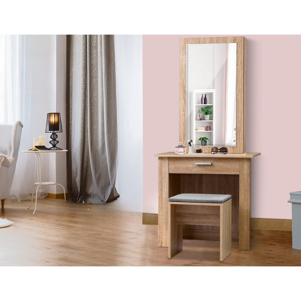 Dressing Table Mirror Stool Mirror Jewellery Cabinet Makeup Storage Wood