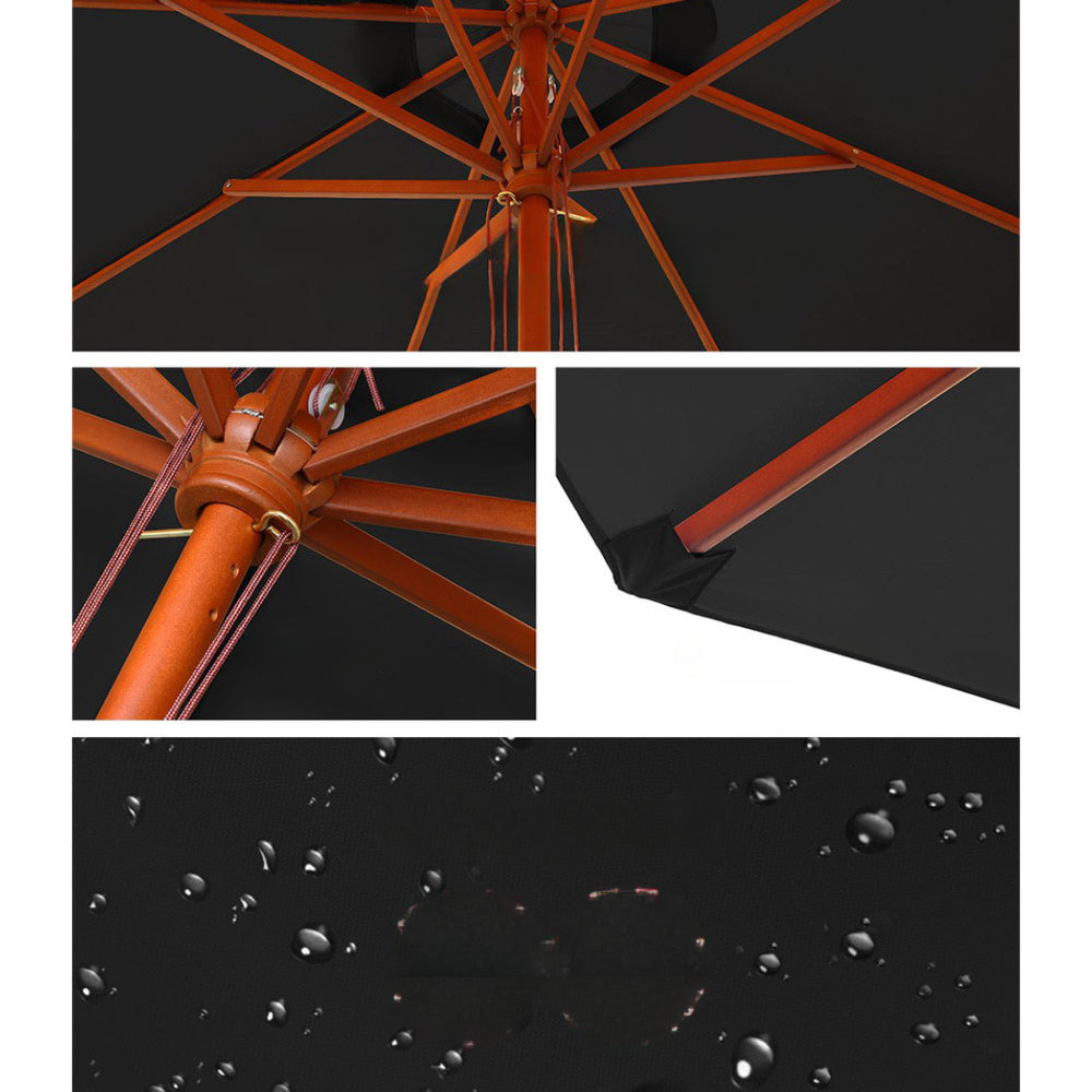 Garden Outdoor Umbrella with Base Pole Stand Black - 2.7mm