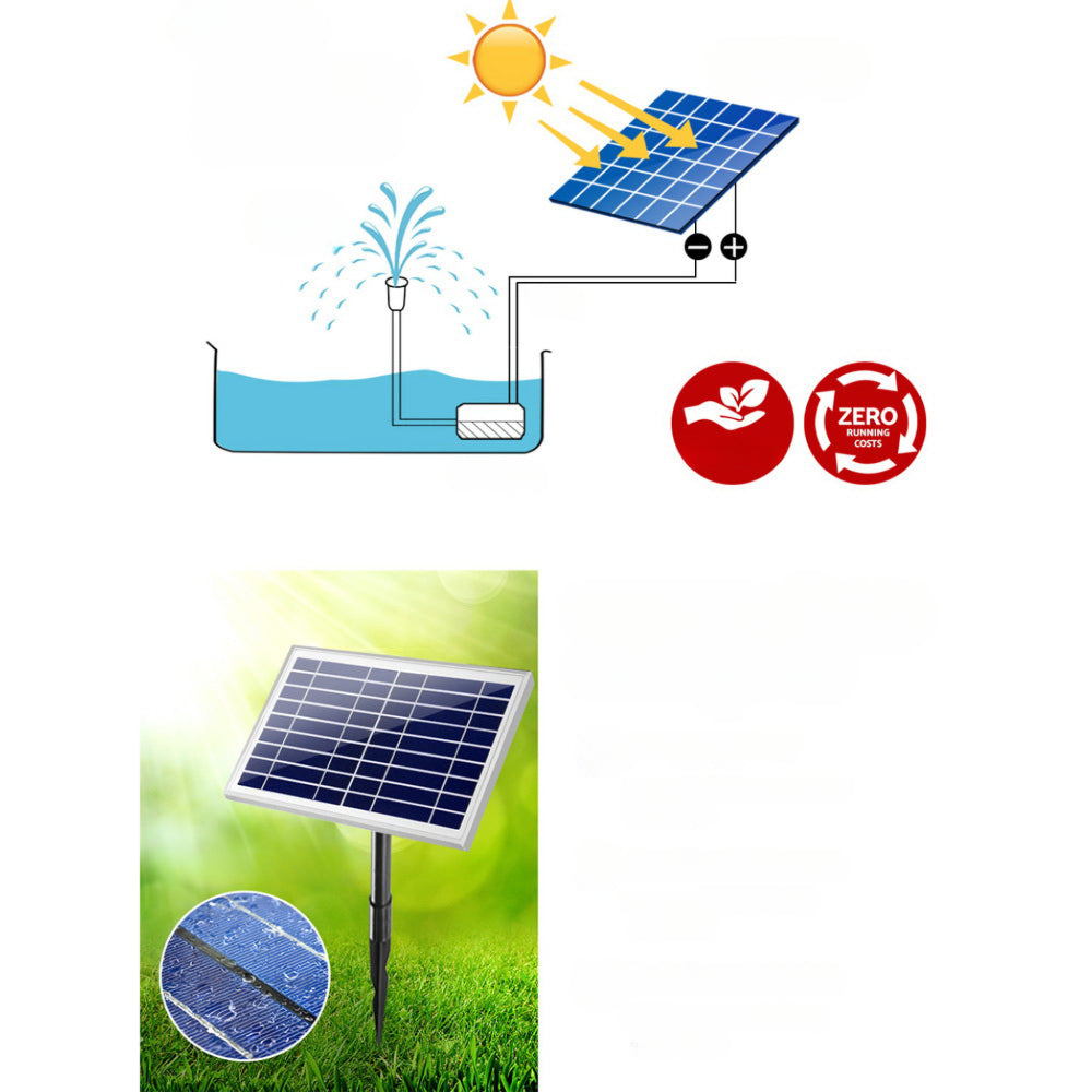 Solar Powered Water Fountain Pump Outdoor Submersible Filter - 6.6FT