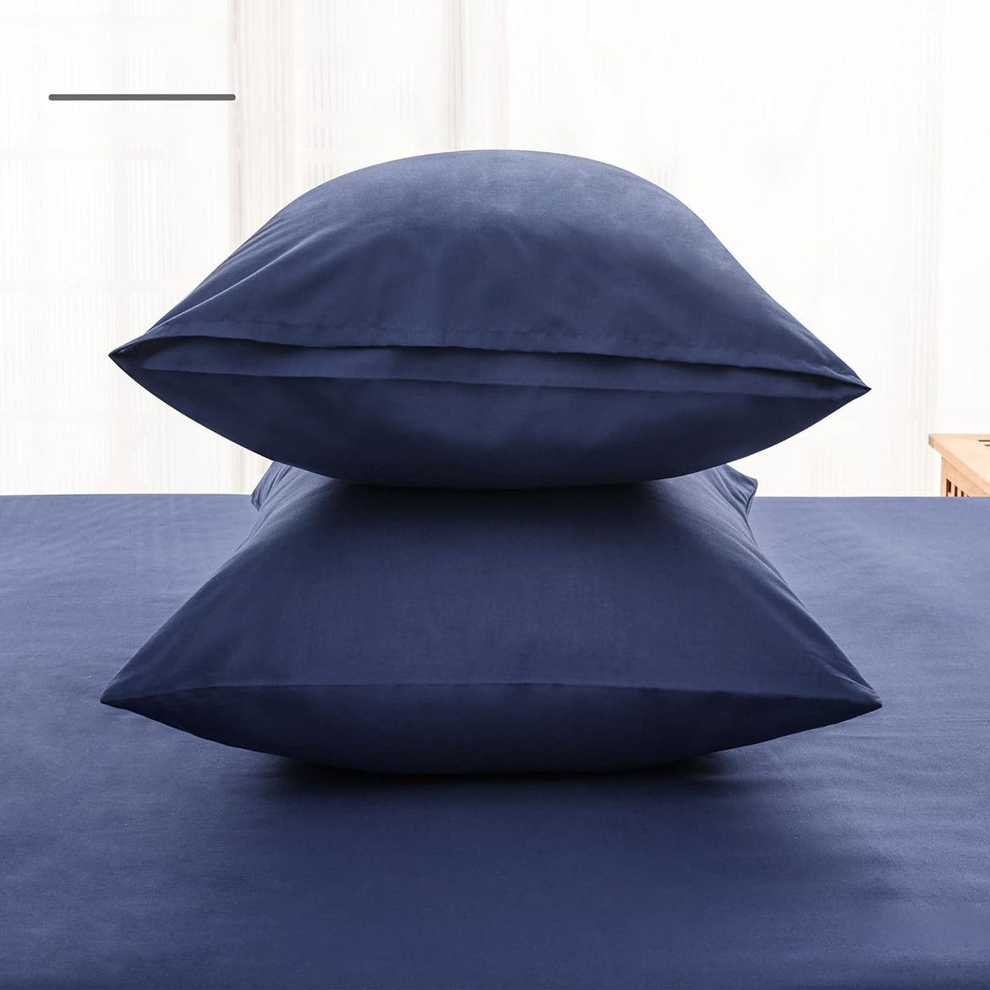 Envelope Closure Soft and Breathable 1000TC Cotton Blend Pillowcases - Navy