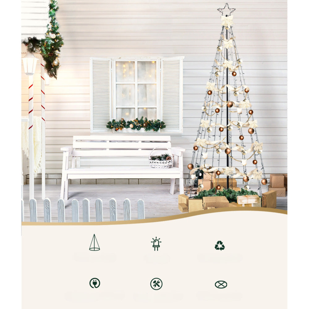 Christmas Tree Xmas Solar Power Warm White 264 LED - 2.1m