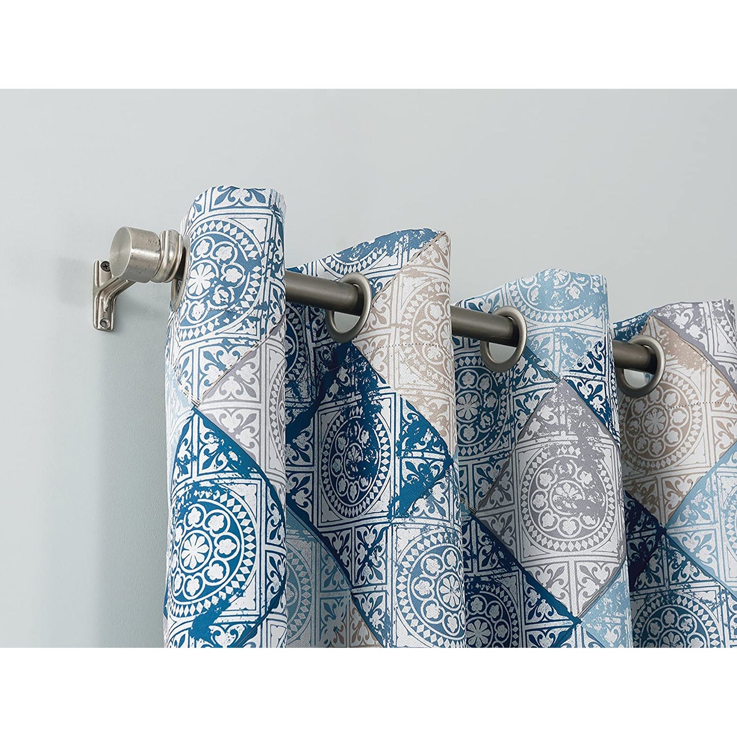 1pc Medallion Print Energy Efficient Grommet Curtain Panel 54 x 84 Inches - Indigo Blue