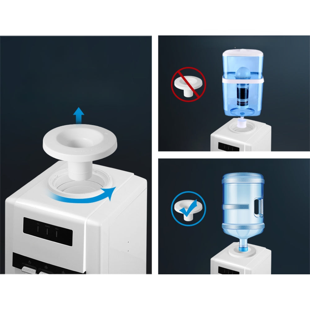 22L Bench Top Water Cooler Dispenser Purifier Hot Cold Three Tap with 2 Replacement Filters