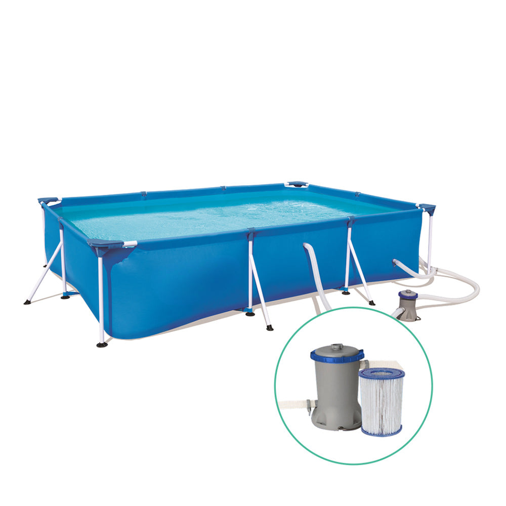 Swimming Pool Steel Frame Above Ground Rectangular Pool Filter Pump