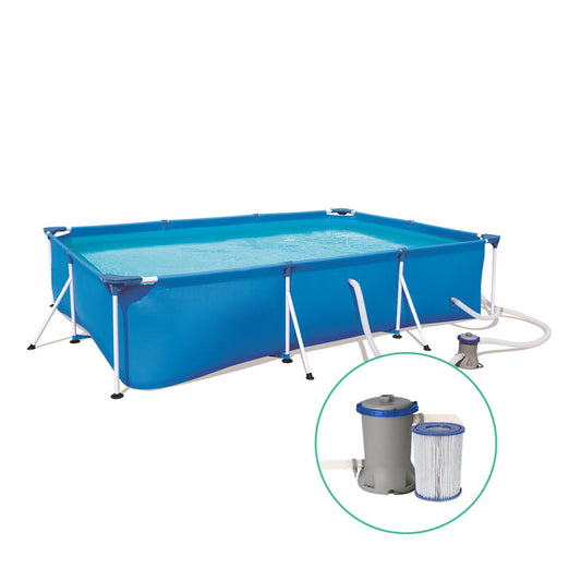 Swimming Pool Steel Frame Above Ground Rectangular Pool Filter Pump