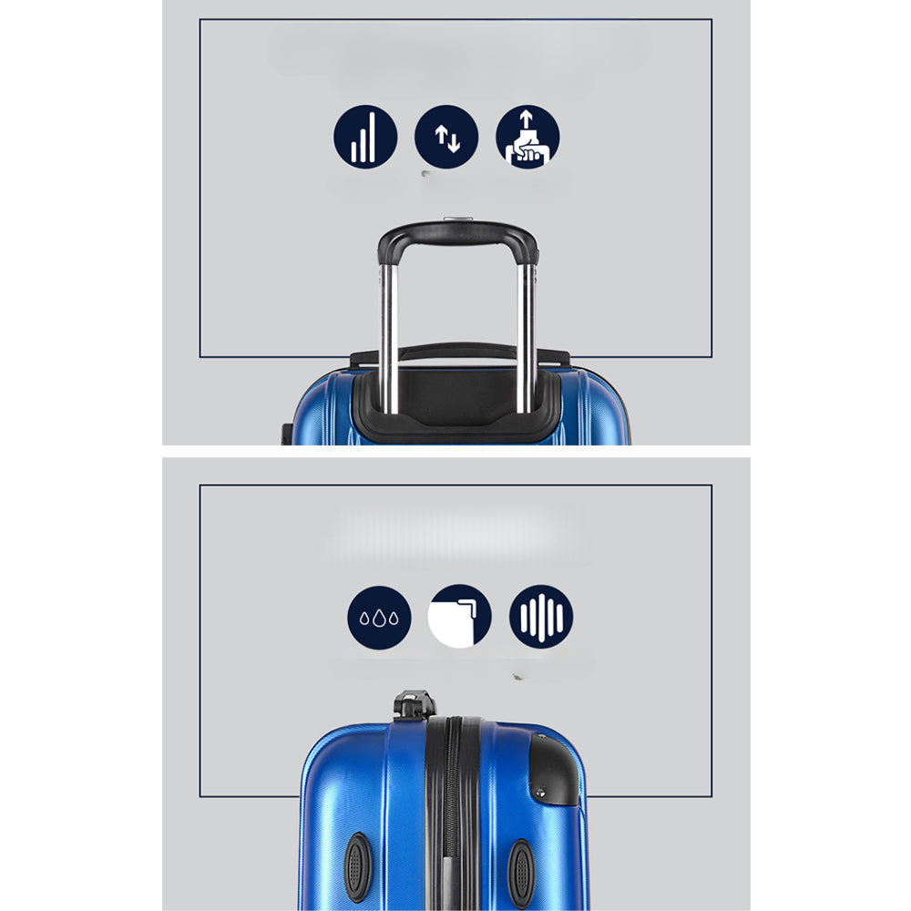2pcs Luggage Trolley Set Travel Suitcase Hard Case Carry On Bag Blue